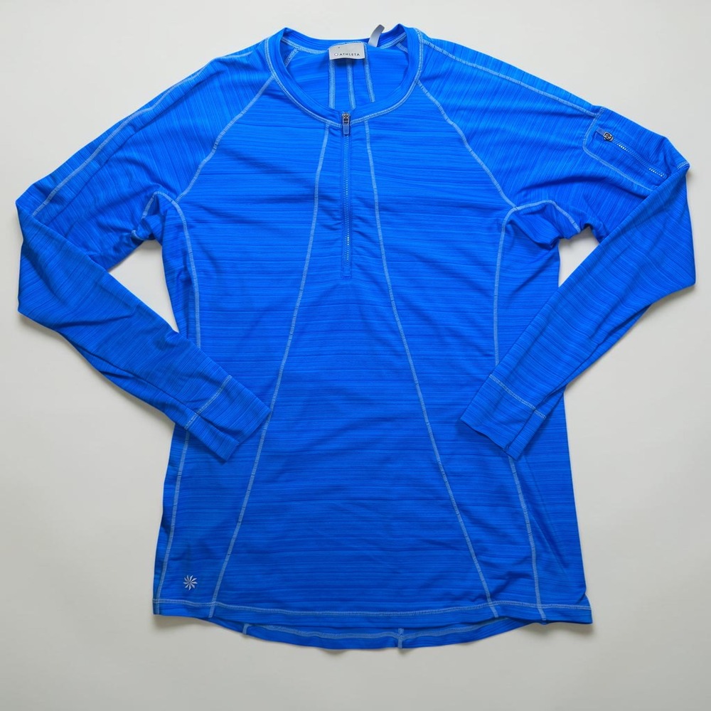 Athleta Blue Space Dye Quarter Zip Long Sleeve Athletic Top XLT Tall